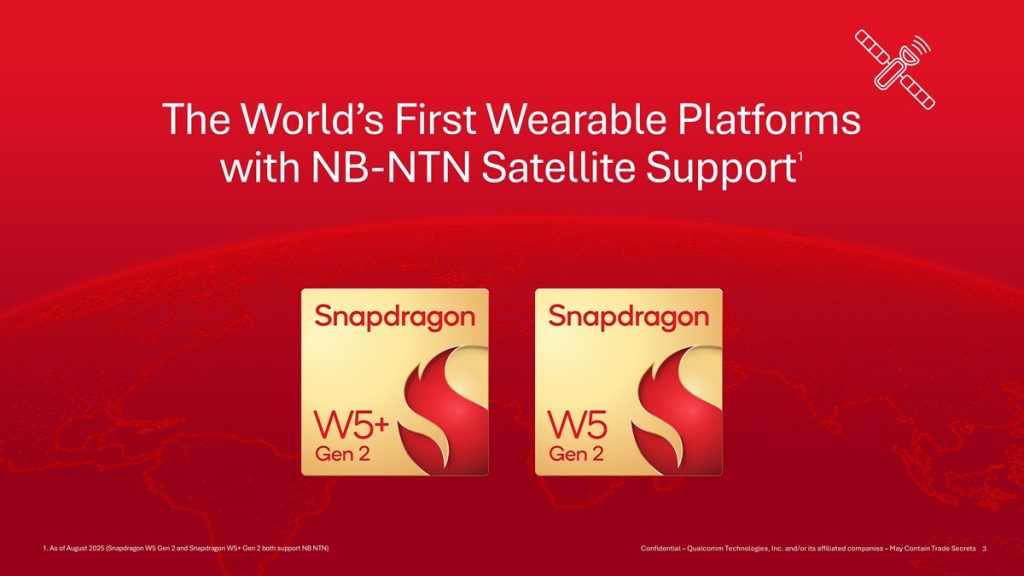 Qualcomm Unveils Snapdragon W5+ Gen 2 and W5 Gen 2 Wearable Platforms with Satellite Connectivity